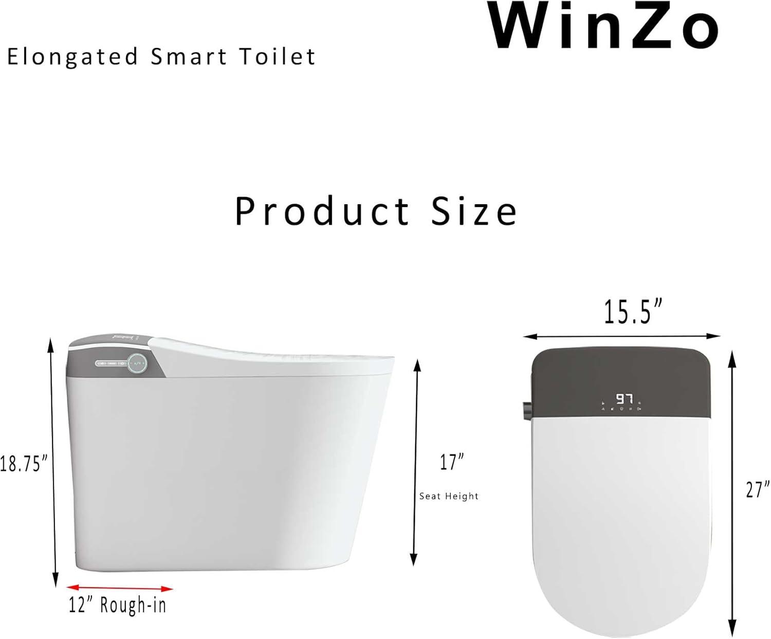 Auto Open/Close Lid Smart Toilet Bidet with Built-in Tank, Auto Flush & Wash, Elongated Heated Seat, Adjustable Water Temperature, and LED Light (1.28GPF)