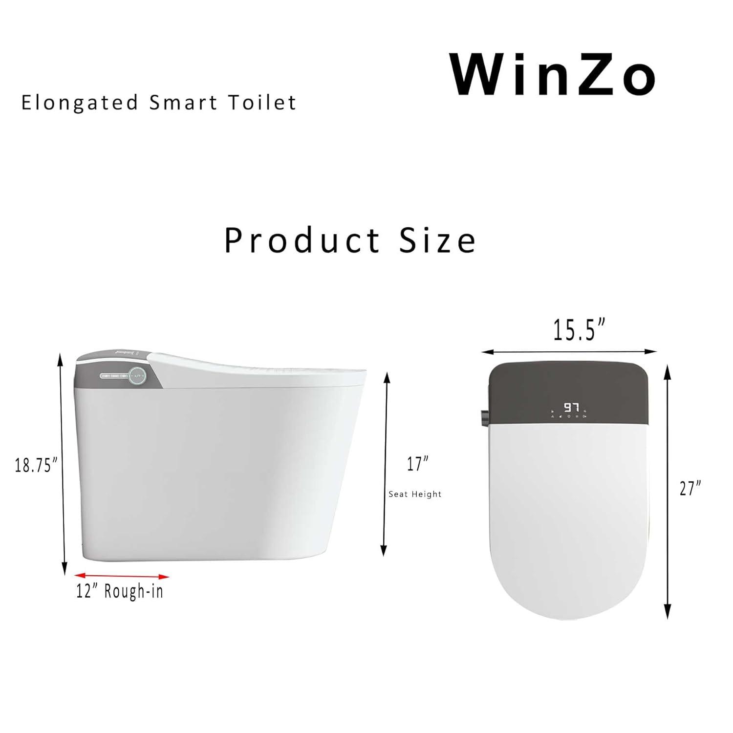 Auto Open/Close Lid Smart Toilet Bidet with Built-in Tank, Auto Flush & Wash, Elongated Heated Seat, Adjustable Water Temperature, and LED Light (1.28GPF)