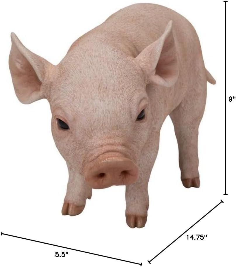 Life-Like Pink Polyresin Standing Baby Pig Statue