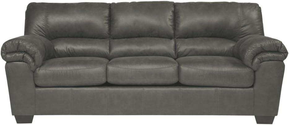 Signature Design by Ashley Bladen Contemporary Faux Leather & Wood Sofa in Gray