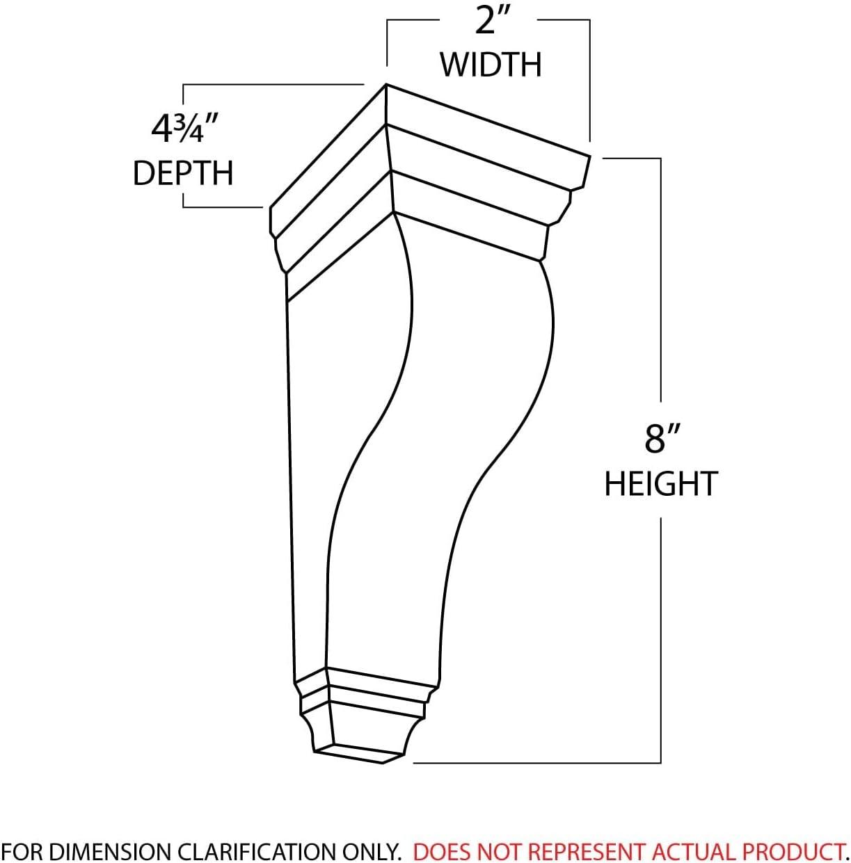 Architectural Products by Outwater L.L.C. 8 in x 2 in x 4-3/4 in Unfinished Small Solid Classic Traditional Plain Wood Corbel