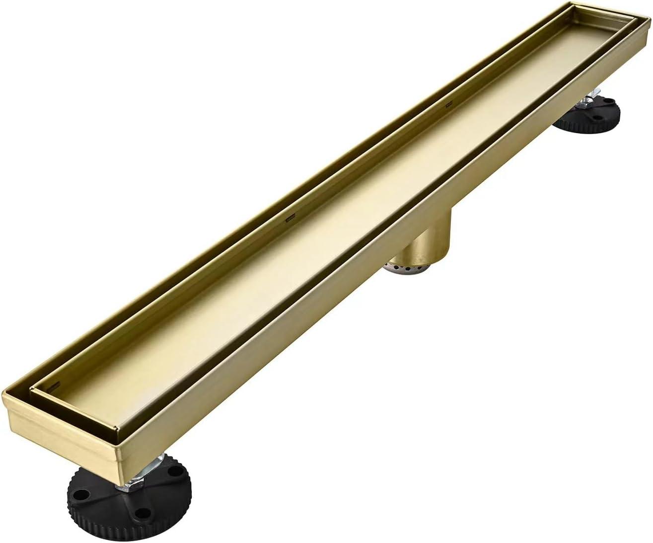 30 Inch Brushed Gold Stainless Steel Linear Shower Drain