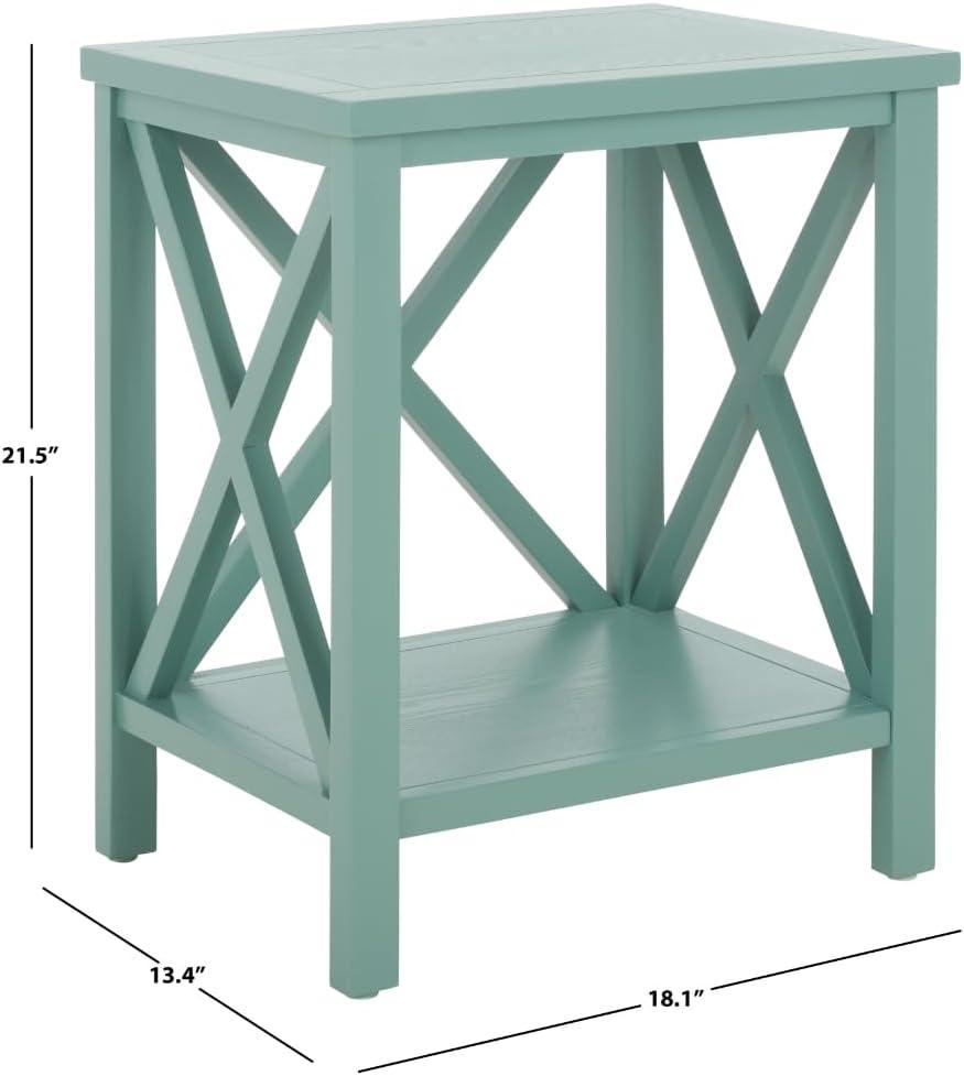 Candace Cross Back End Table - AMH6523E - Dusty Green - Safavieh Couture