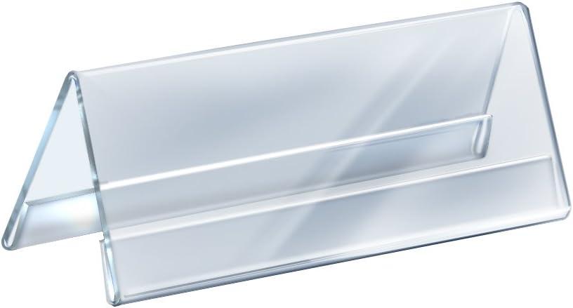 Azar Displays Two Sided Tent Style Clear Acrylic Sign Holder and Nameplate, Size: 11" W x 4.25" H on each side, 10-Pack