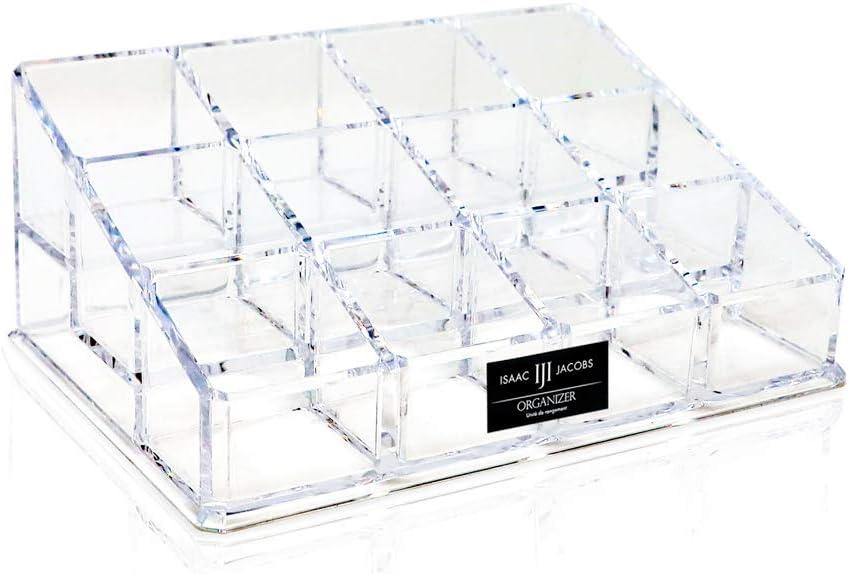 Isaac Jacobs Clear Acrylic 12 Compartment Nail Polish and Makeup Holder