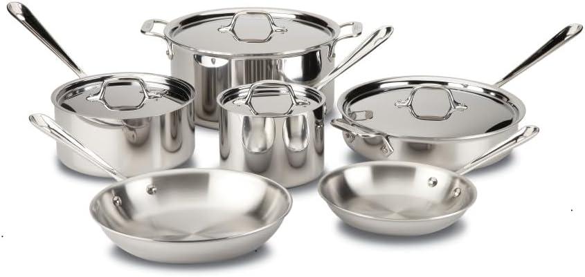 10-Piece Silver Stainless Steel Non-Stick Cookware Set