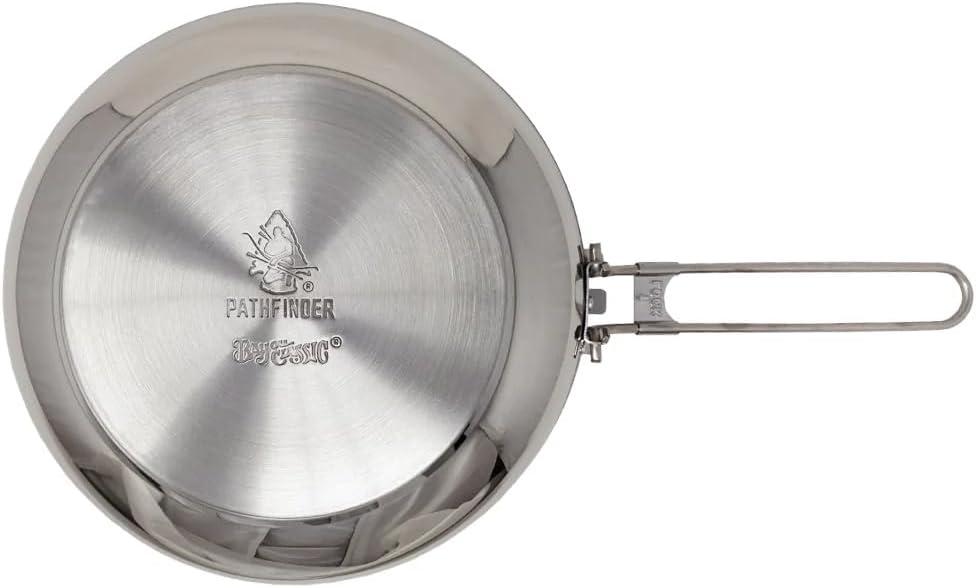Pathfinder Folding Skillet and Lid, Stainless Steel Construction, Locking Foldin