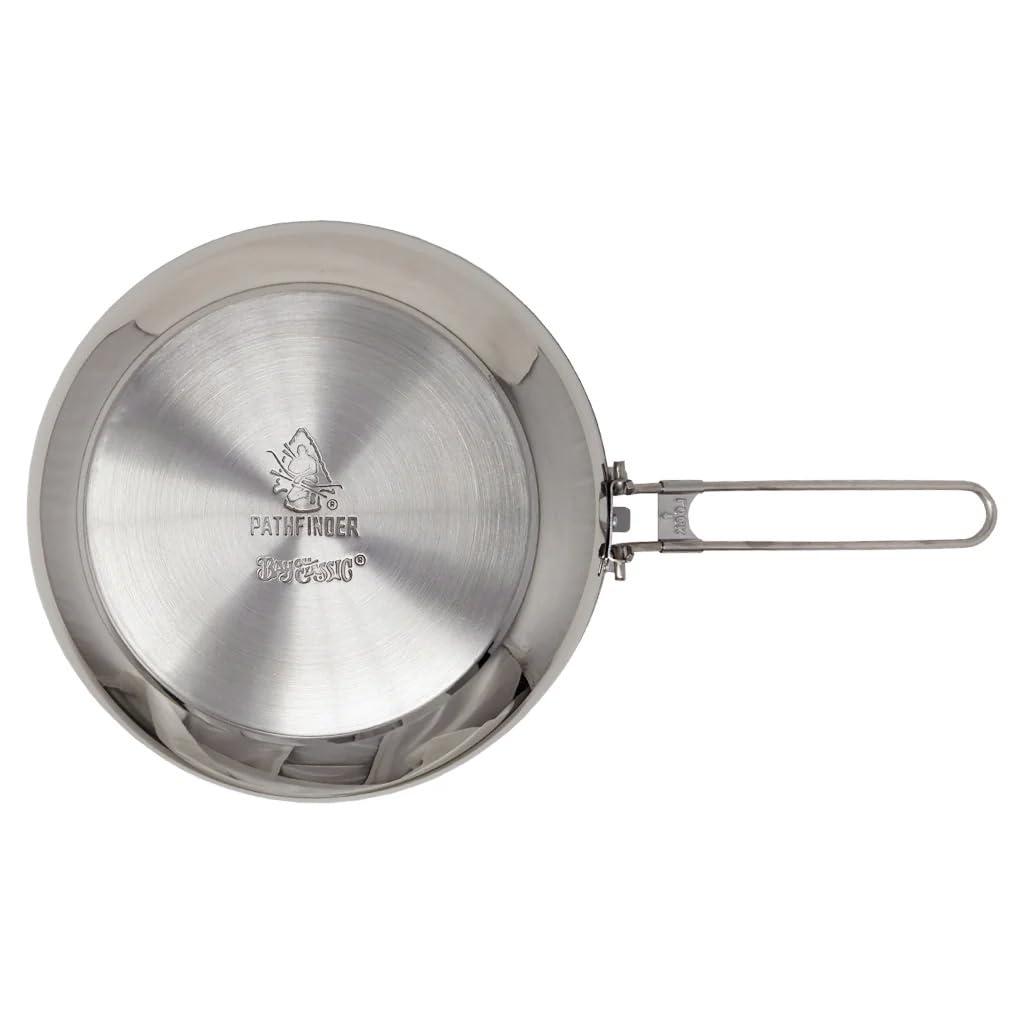 Pathfinder Folding Skillet and Lid, Stainless Steel Construction, Locking Foldin