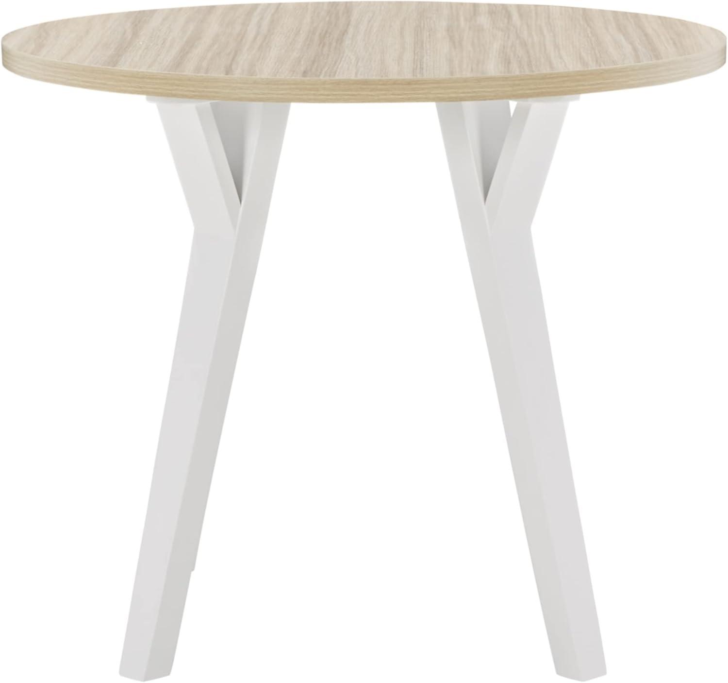 Beige and White Round Wood Contemporary Dining Table