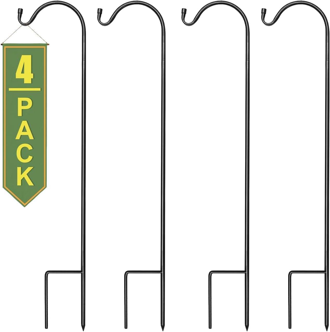 Sorbus Shepherd's Hooks - Set of 4 Extendable Garden Planter Stakes for Bird Feeders, Outdoor D cor, Plants, Lights, Lanterns, Flower Baskets, and More! Heavy Duty - Up to 6.5 Lbs. (4 Pack)