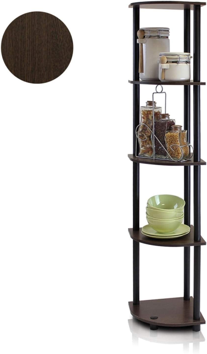 Sleek 5-Tier Black & Grey Corner Shelving Unit for Versatile Storage