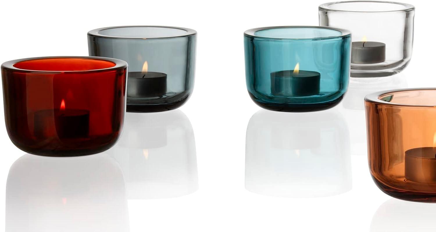 Finnish Cranberry Glass Tealight Holder for Winter Ambiance