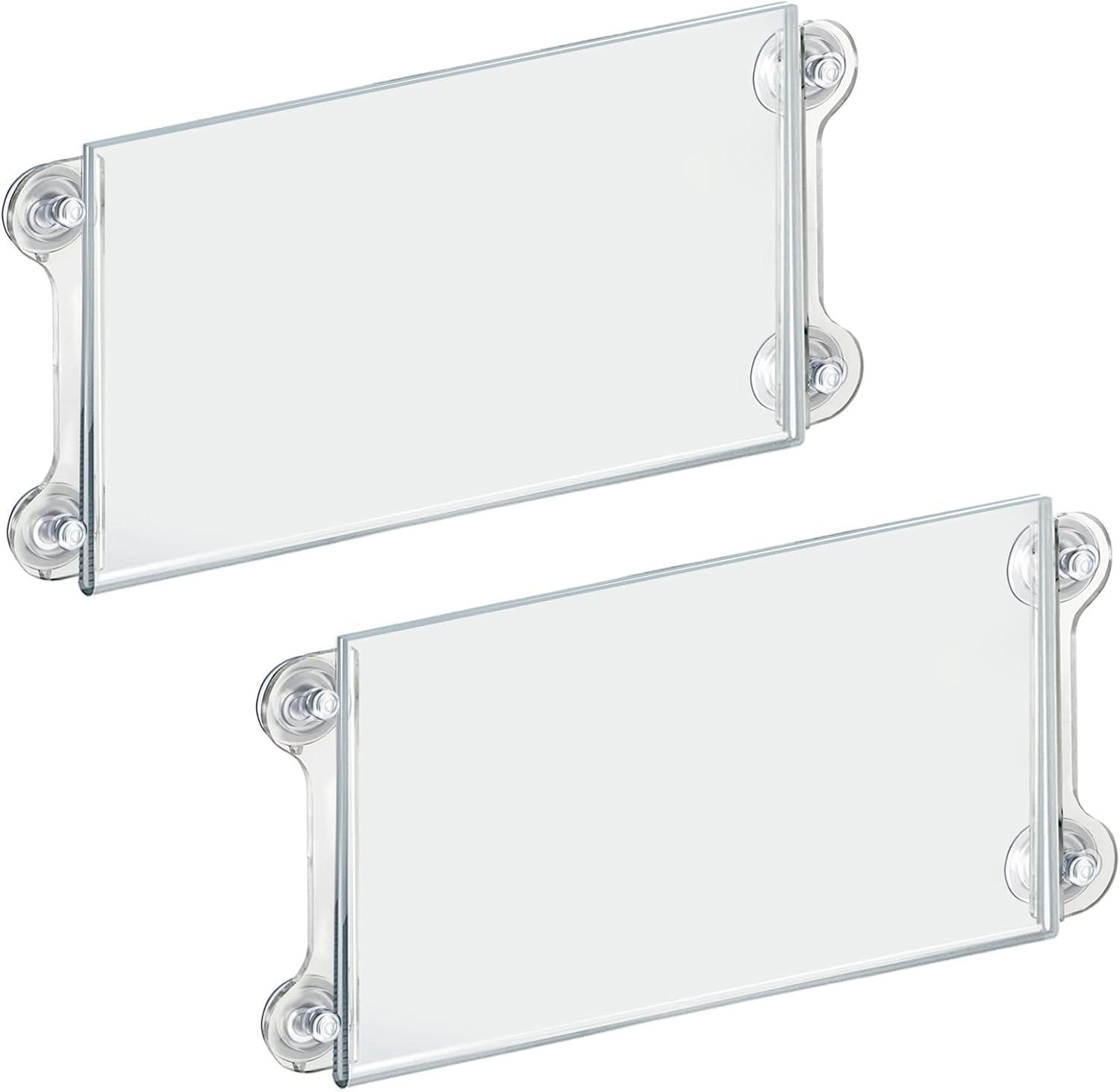 Clear Acrylic Landscape Sign Holder with Suction Cups, Pack of 2