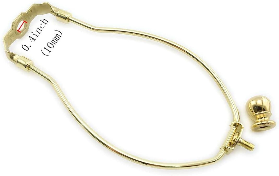 Royal Designs, Inc. Set of 2, 8 inch Polished Brass Lamp Shade Harp Holder with Lamp Finial, DIY Repair/Replacement, Heavy Duty, for Table/Floor Lamps