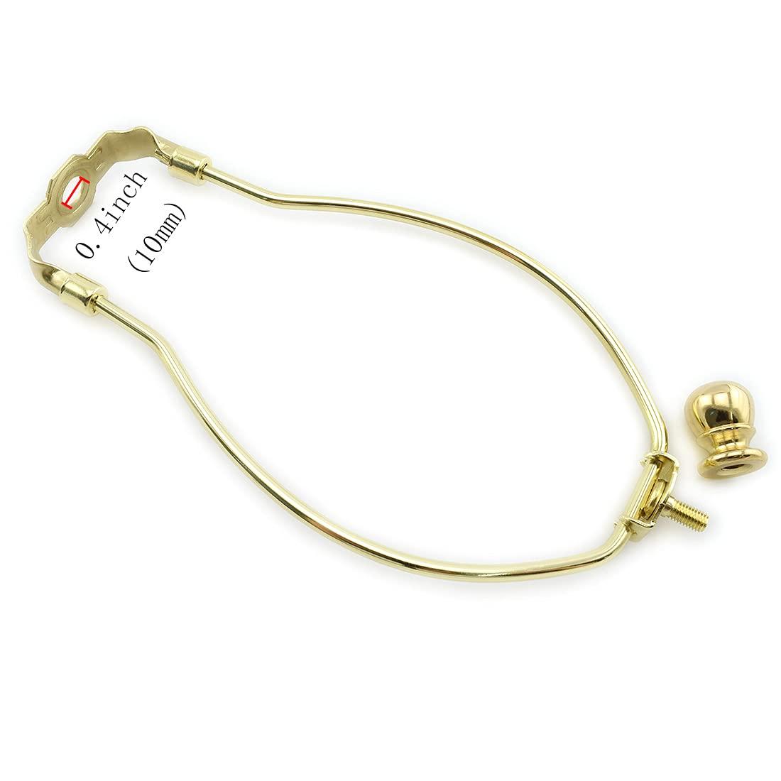 Royal Designs, Inc. Set of 2, 8 inch Polished Brass Lamp Shade Harp Holder with Lamp Finial, DIY Repair/Replacement, Heavy Duty, for Table/Floor Lamps