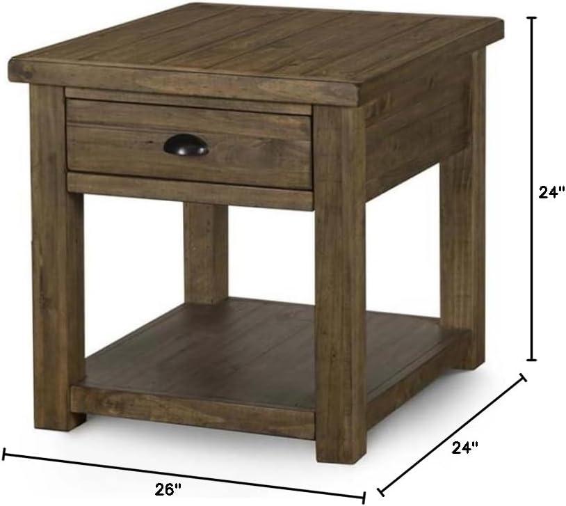 Magnussen Stratton Rustic Warm Nutmeg Rectangular End Table with Storage