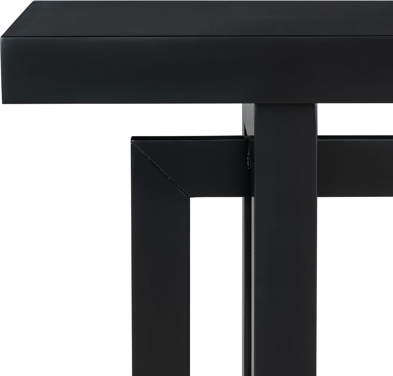 Black Pine and MDF Console Table with Concrete Top, 59''