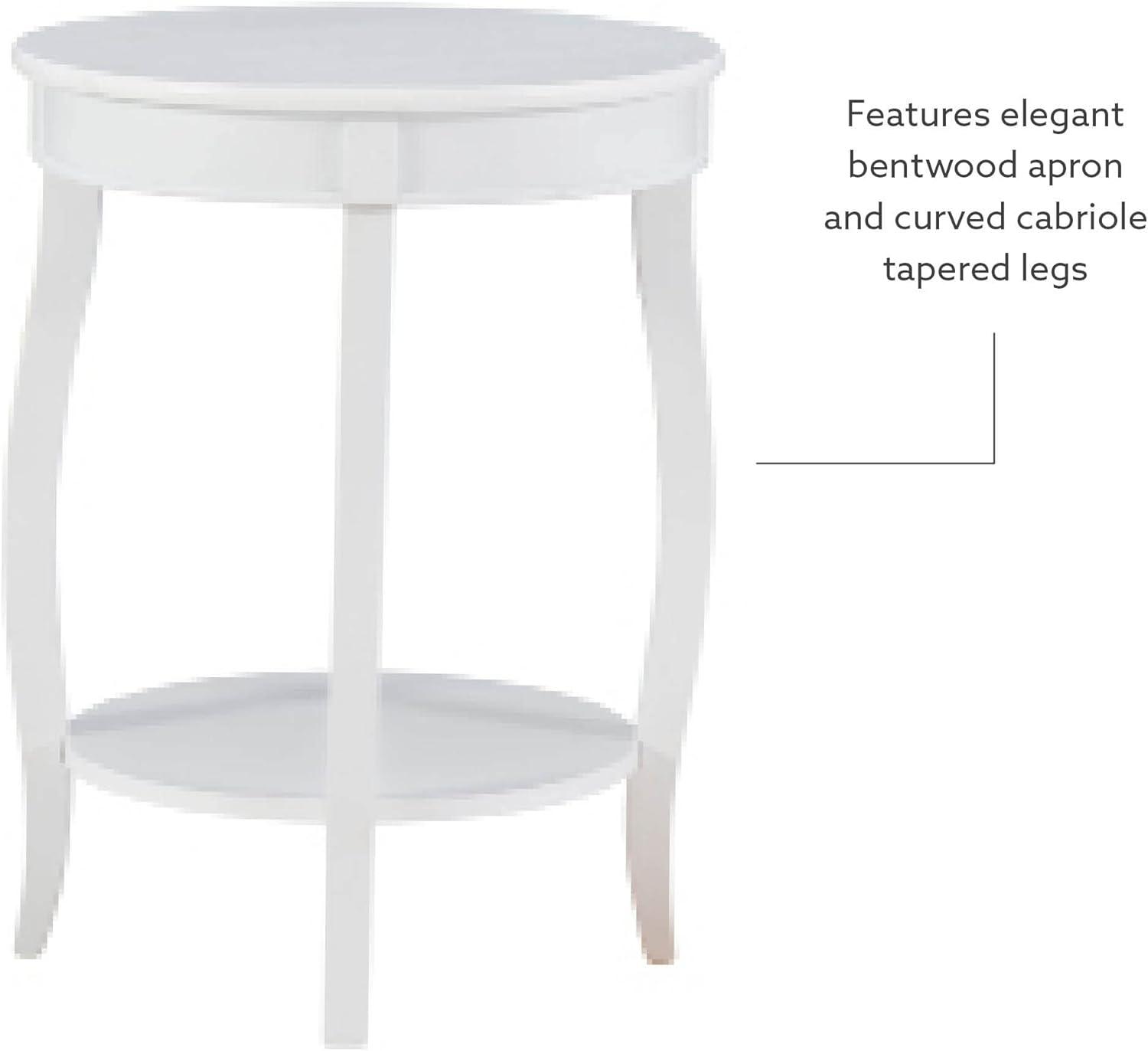 Linon Wren Round Wood End Table with Shelf in White