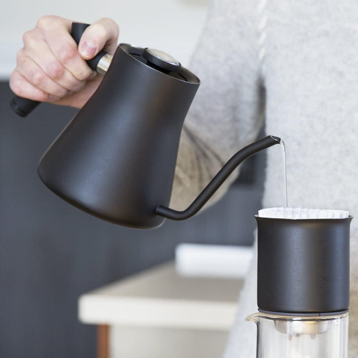 Matte Black Stainless Steel Gooseneck Pour-Over Kettle with Thermometer