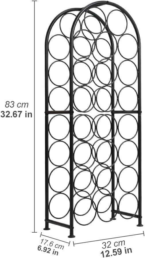 Fancial Black Metal 42-Bottle Wine Rack with Adjustable Foot Pads