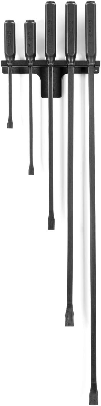 Tekton 5-Piece Black Steel Pry Bar Set with Wall Hanger