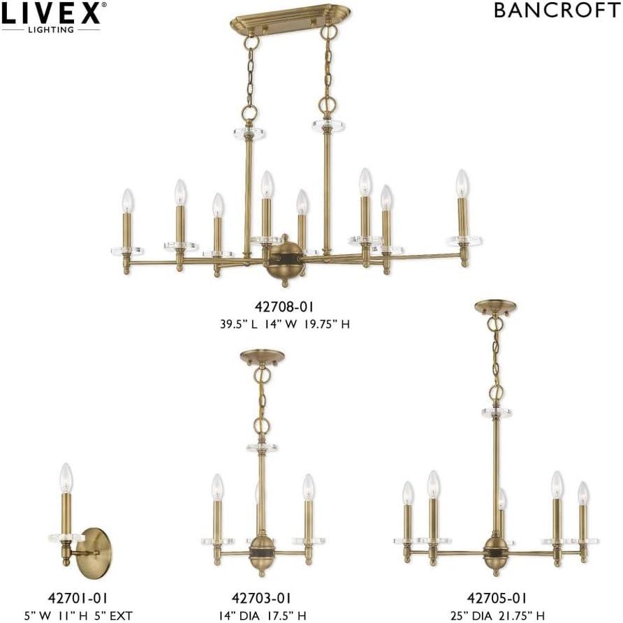 Livex Lighting Bennington 8 - Light Chandelier in  Antique Brass