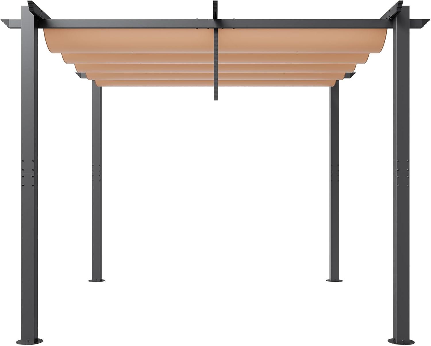 Beige Aluminum 10'x10' Retractable Pergola with Canopy