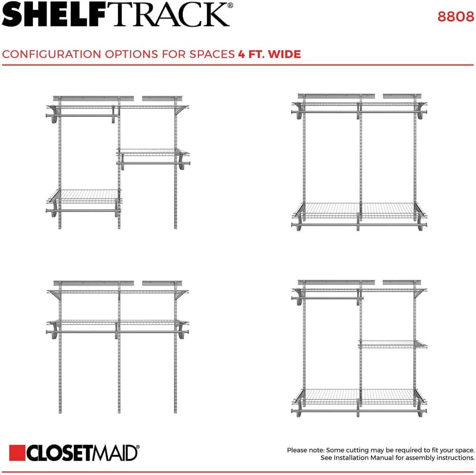 ShelfTrack 48" W - 72" W Closet System Starter Kit