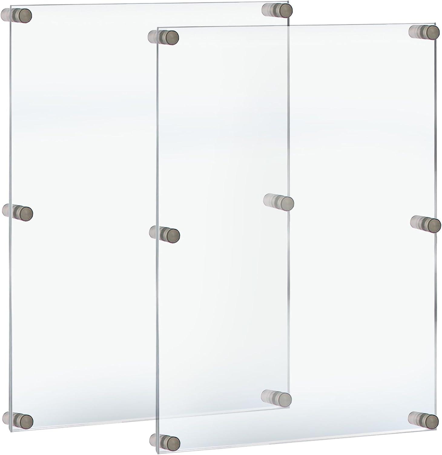 Azar Displays Floating Acrylic Wall Frame with Stand Off Caps: 24" x 36" Graphic Size, Overall Frame Size: 28" x 40" (Set of 2)