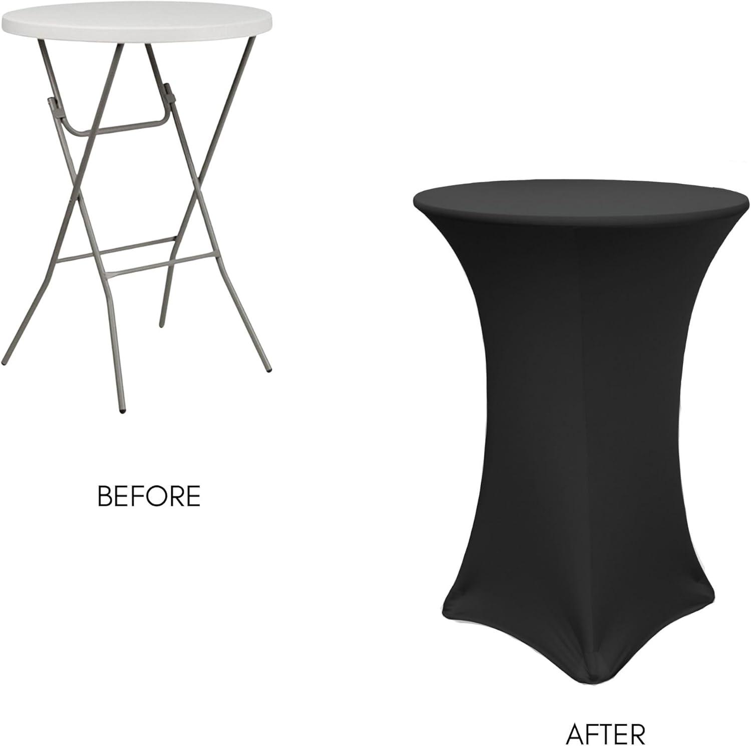 Your Chair Covers - 30 Inch Highboy Cocktail Round Stretch Spandex Table Cover Black