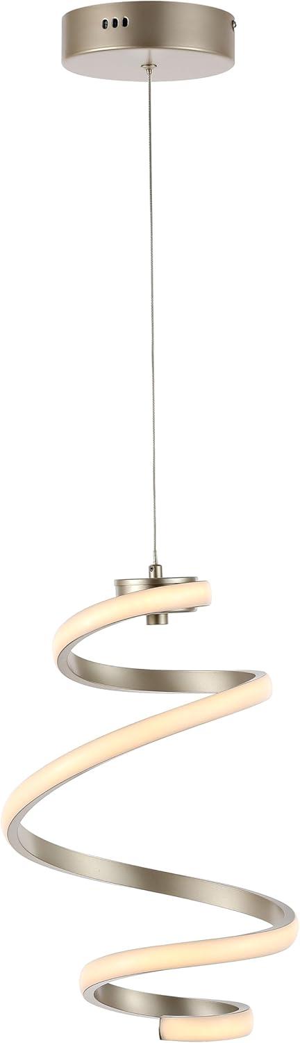 11" Whirl Modern Minimalist Aluminum/Iron Abstract Integrated LED Pendant Silver - JONATHAN Y: ETL Listed, Dimmable Ceiling Fixture