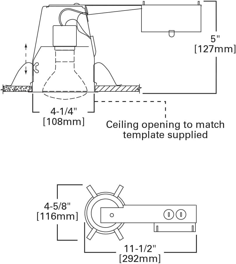 4" Remodel Recessed Housing Air Tight Not For Use With Insulated Ce, Each