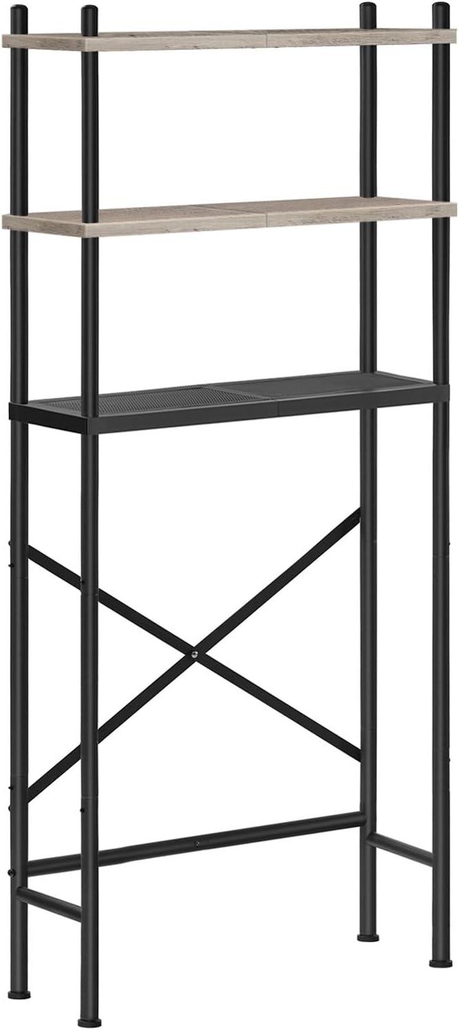 Black and Greige 3-Tier Over-the-Toilet Storage Organizer