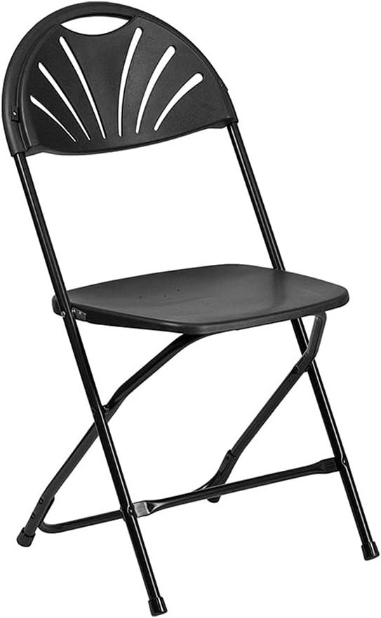 Hercules Series 650 lb Capacity Black Plastic Fan Back Folding Chair