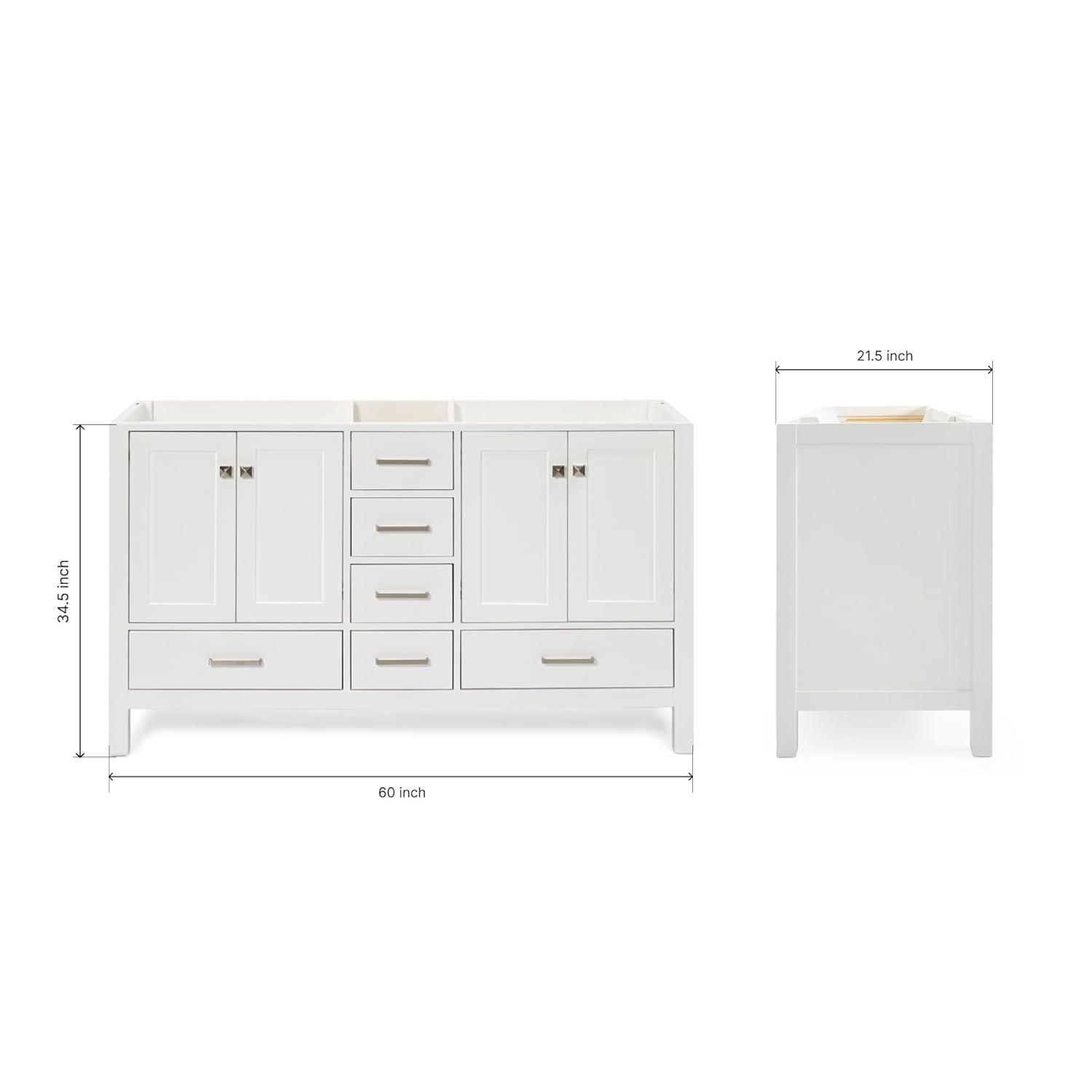 Ariel A061d-Bc Cambridge 60" Double Free Standing Vanity Cabinet Only - White