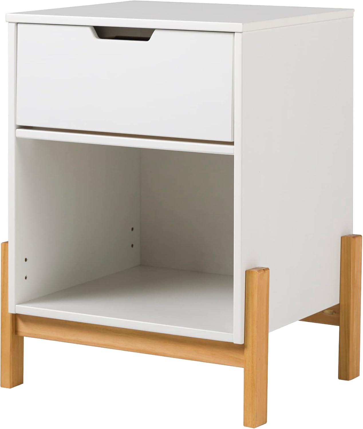 1 Drawer Scandi-Minimalist Solid Wood Nightstand - White