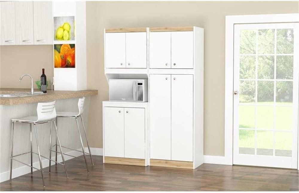 Inval Galley 2-Piece Microwave Kitchen Storage Cabinet 47"W, White and Oak
