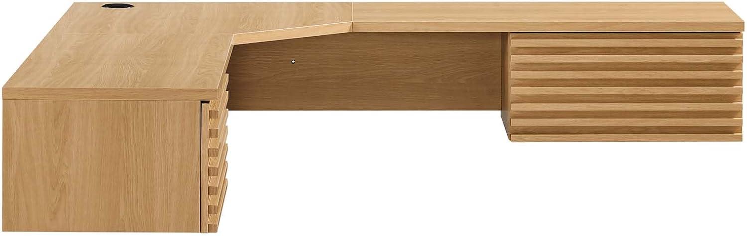 Modway Render Wall Mount Corner Office Desk in Oak