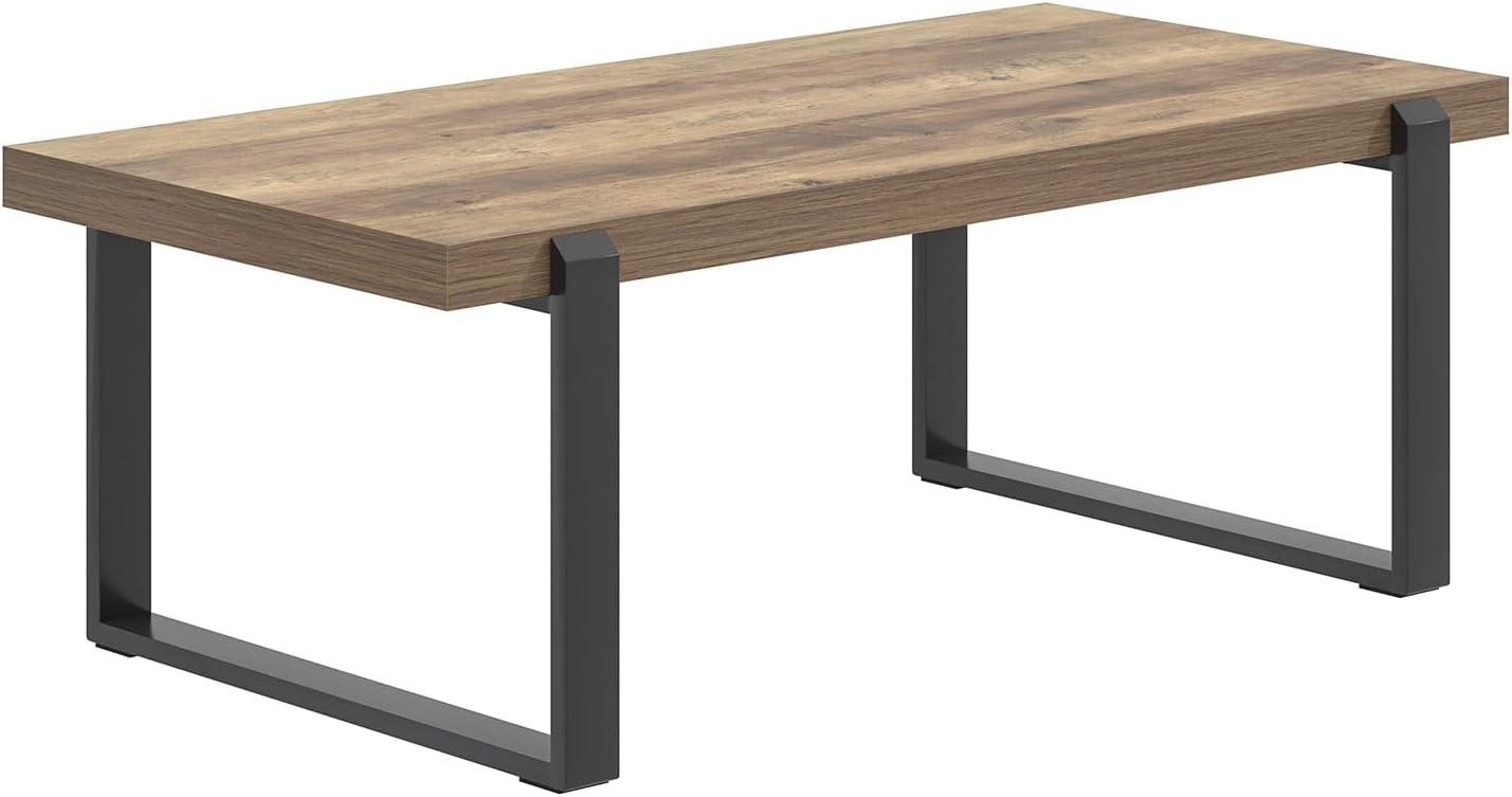 FOLUBAN Coffee Table, Modern Rustic Wood and Metal Center Table with Storage, Industrial Cocktail Tea Table for Living Room, Oak, 47 Inch