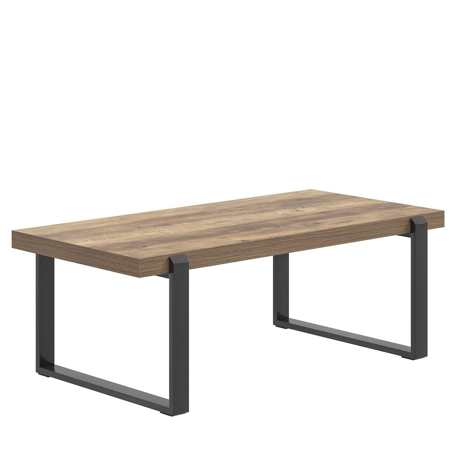 FOLUBAN Coffee Table, Modern Rustic Wood and Metal Center Table with Storage, Industrial Cocktail Tea Table for Living Room, Oak, 47 Inch