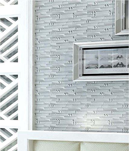Metallic Glass Tile Linear Mosaic Sparkle Silver Crystal Glass Chrome Stain Resistant for Kitchen Backsplash Bathroom & Shower Wall Tiles (3"x12" Sample)