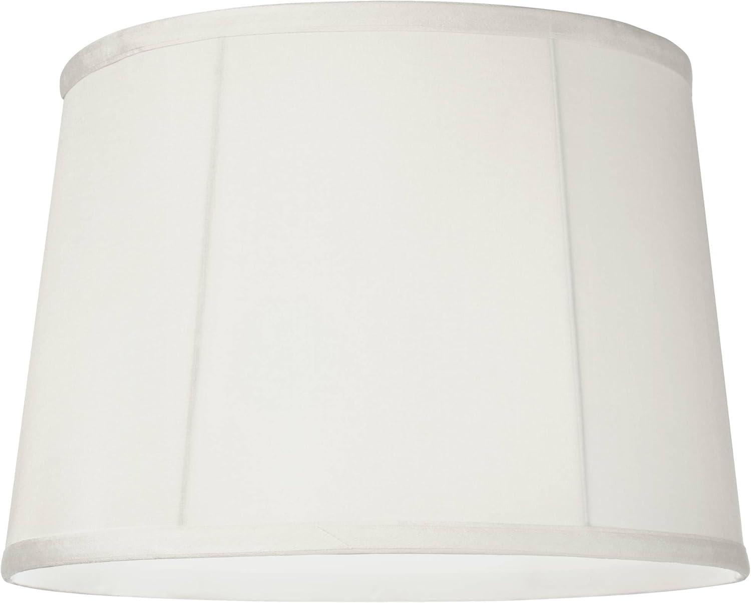 Springcrest Medium Round Softback Off-White Tapered Drum Lamp Shade 12" Top x 14" Bottom x 10" High (Spider) Replacement with Harp and Finial