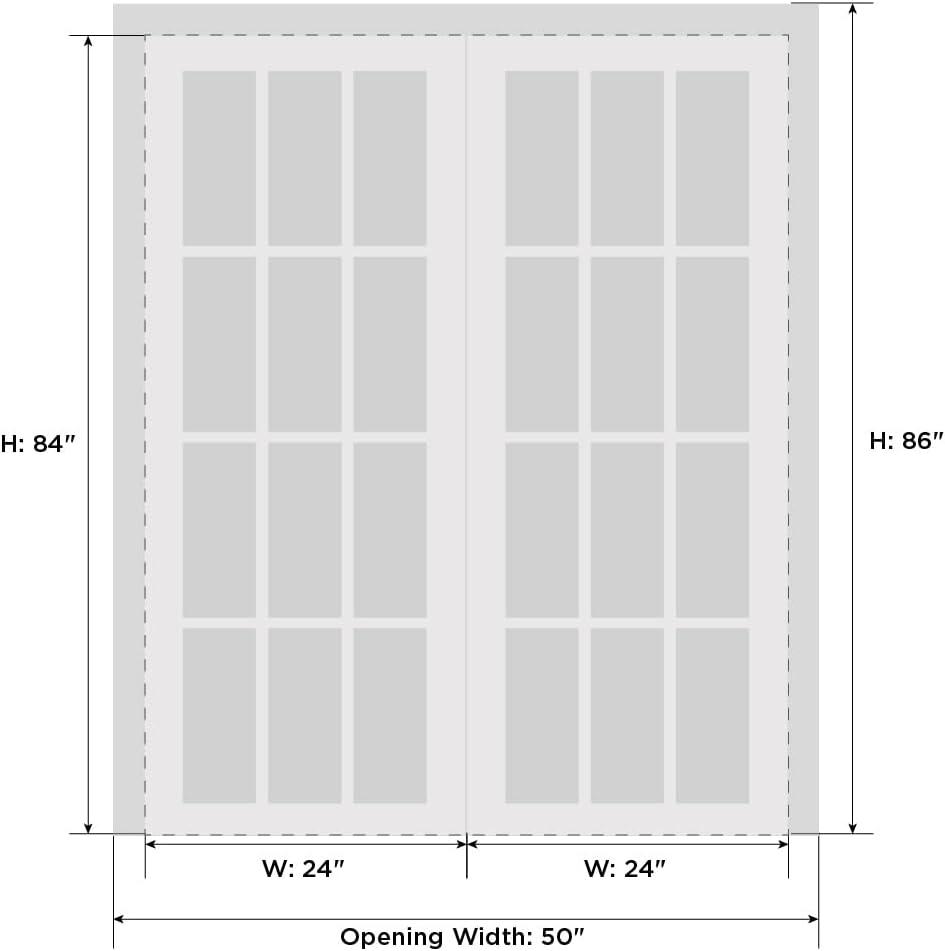 SARTODOORS Felicia Clear Glass French White Doors with Installation Hardware Kit