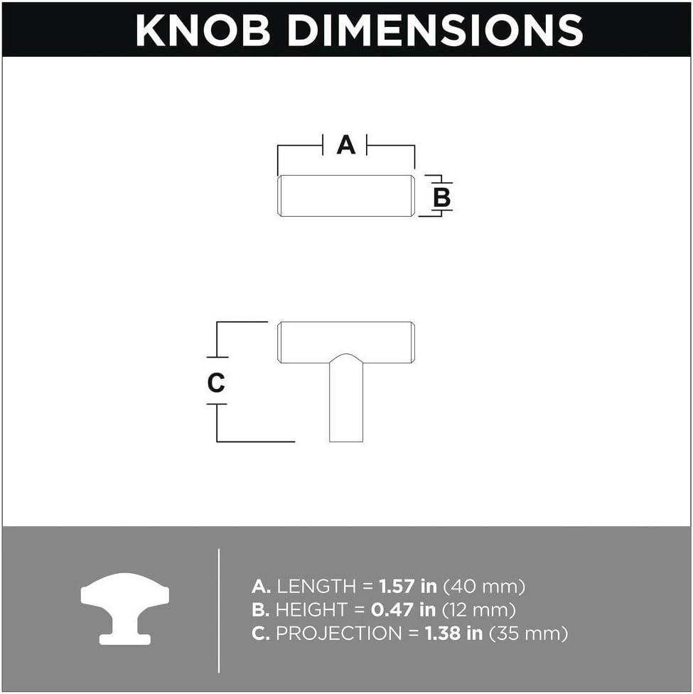 Stainless Steel 40mm Brushed T-Handle Knob with Mounting Hardware