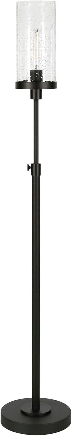 Evelyn&Zoe Frieda 66" Tall Floor Lamp with Glass Shade in Blackened Bronze/White Milk