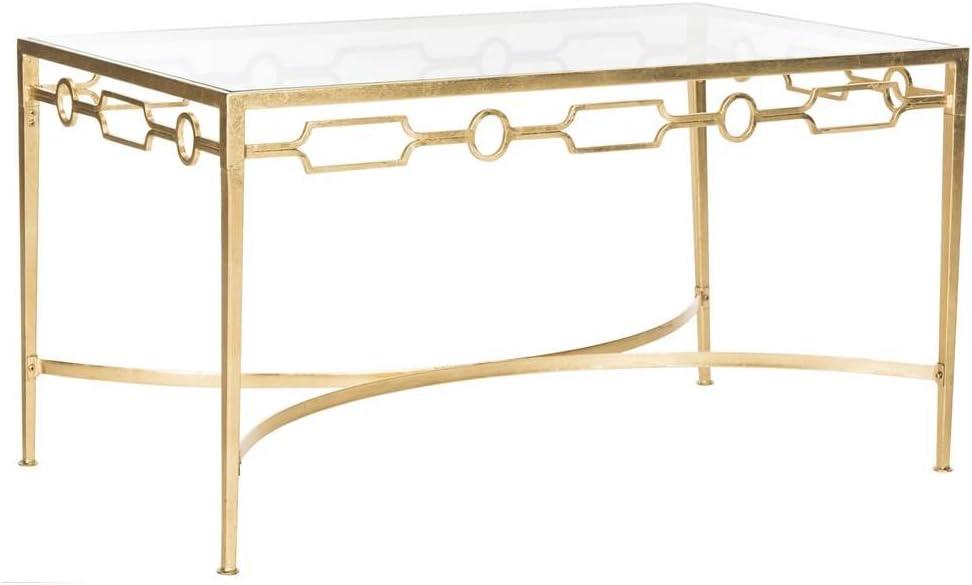 Rectangular Gold Glass Transitional Coffee Table