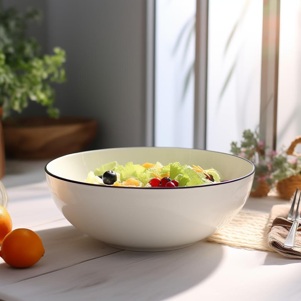 40 OZ Large Soup Bowls Set of 4, Fine Porcelain, White Ceramic Bowls for Ramen, Cereal, Pasta, Salad, and Fruit-Dishwasher & Microwave Safe