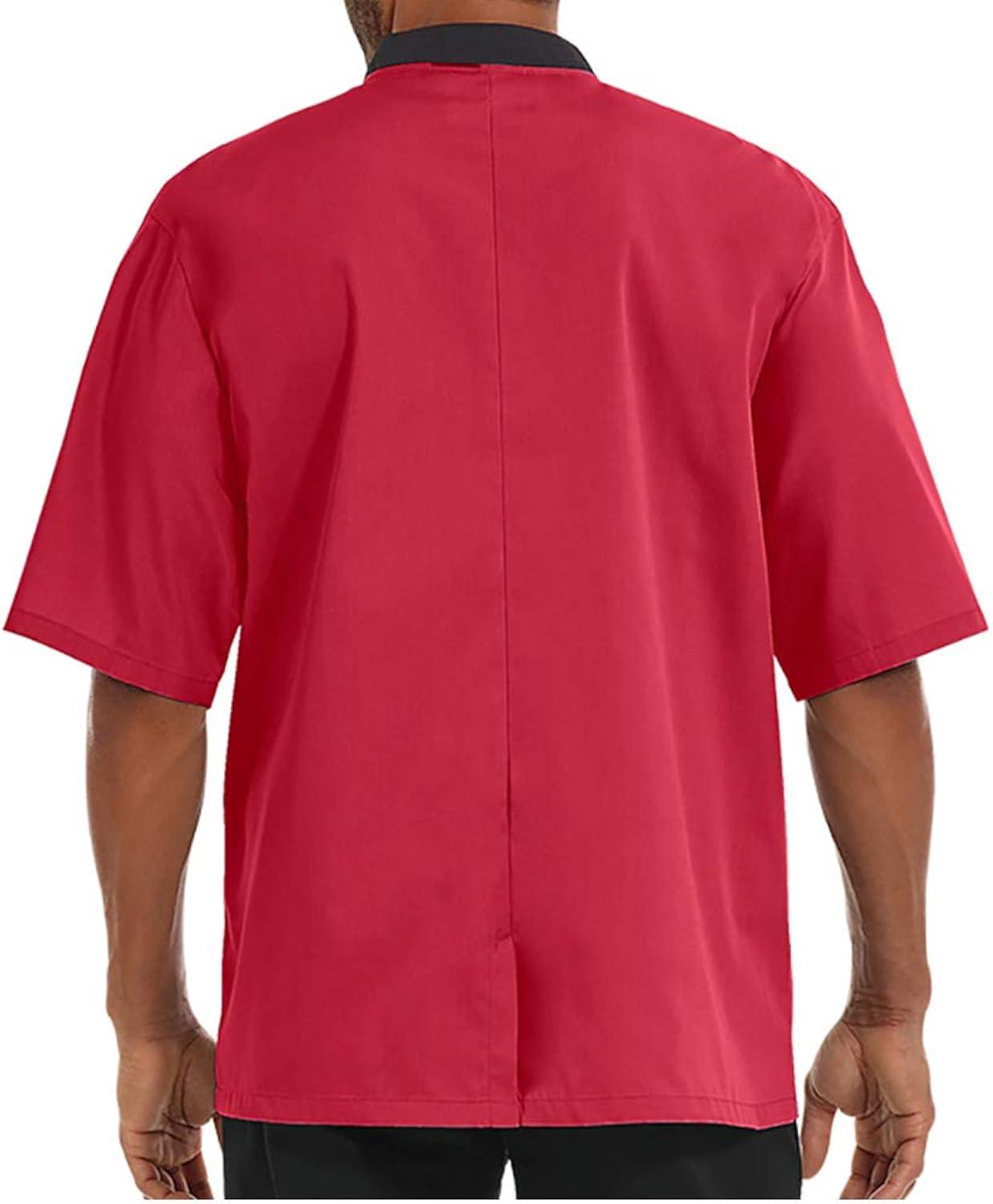 Men's Red Short Sleeve Double Breasted Chef Coat