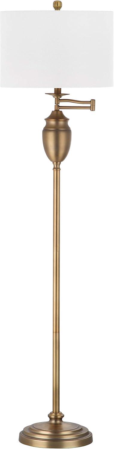 Antonia Gold Adjustable Floor Lamp with White Drum Shade