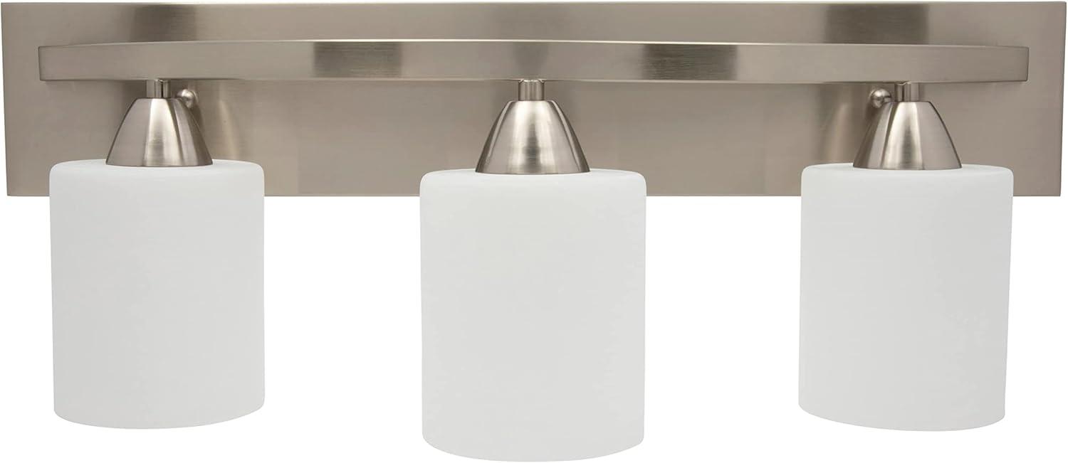 Dorence Bathroom Vanity Light Bar - Modern Glass Shade, Brushed Nickel Finish, 3 Lights, E26 100W LED - Ideal Bathroom Lights Fixtures for Over Mirror and Vanity